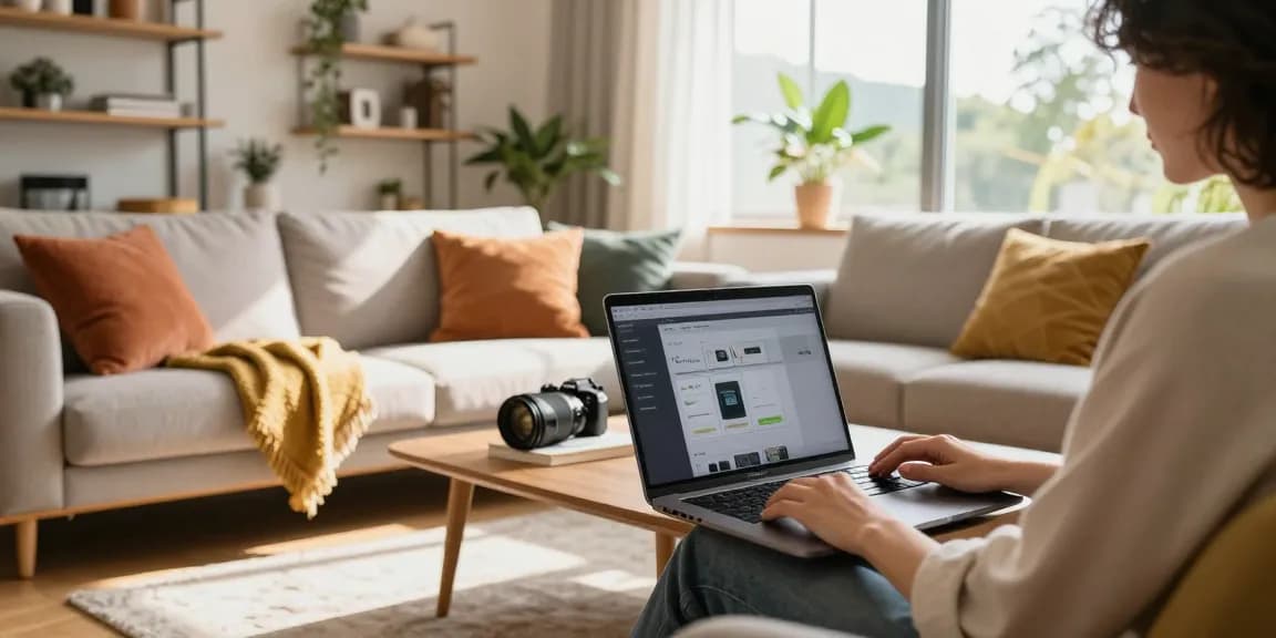 Durchsuchen Sie stilvolle Möbeloptionen online, möbel online bestellen in einem warmen und einladenden Wohnzimmer.