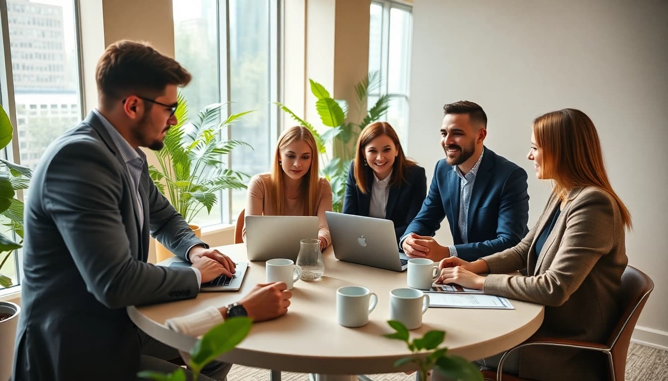 Bei der Personalbesetzung unterstützt ein Team in einem modernen Büro.