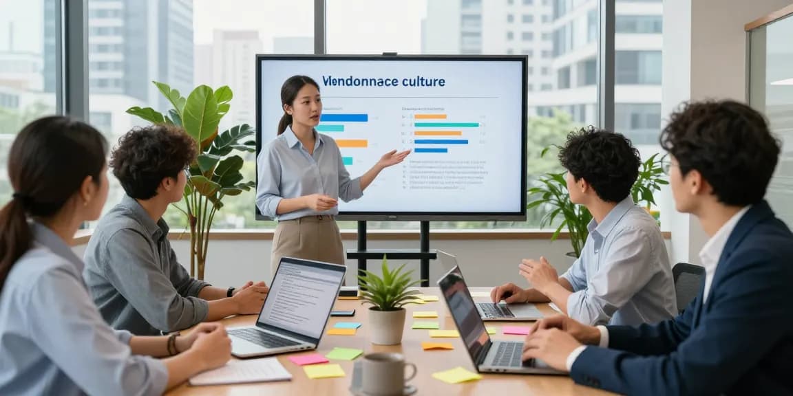 Gespräch über toxische Führung während eines Meetings in modernem Büro.