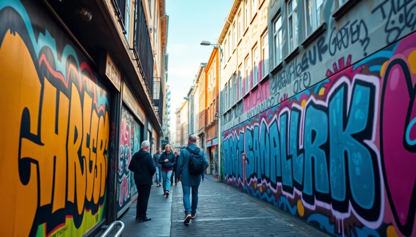 Entdecken Sie beeindruckende Graffiti Hamburgs mit bunten Wandmalereien in urbaner Umgebung, die kreative Energie versprühen.