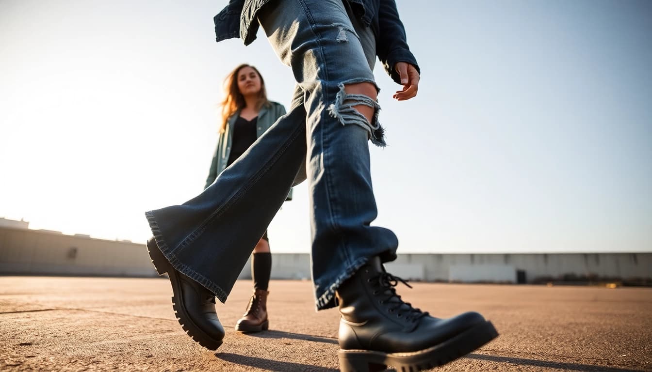 Stilvolles grunge fashion Outfits mit flanellhemden und ripped Jeans in urbaner Umgebung
