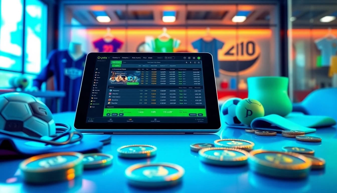 Explore the exciting world of crypto sports betting with a futuristic betting platform visual featuring vibrant colors and modern elements.