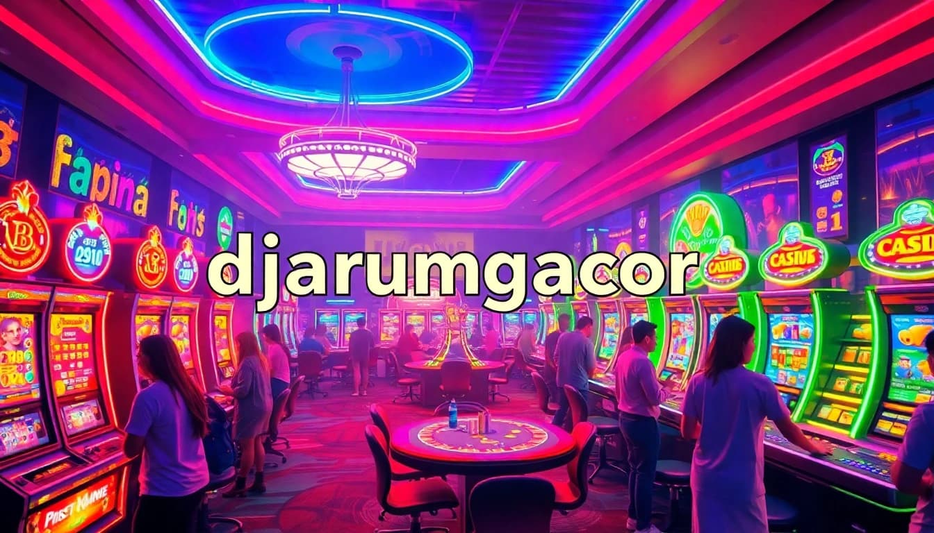 Erleben Sie die aufregende Welt des djarumgacor mit digitalen Spielautomaten, leuchtenden Farben und interaktiven Spielern.