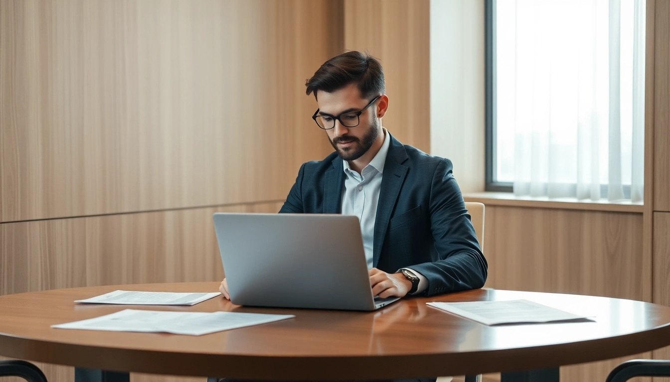 Der Headhunter CEO arbeitet konzentriert in einem stilvollen Büro und analysiert Bewerbungsunterlagen.