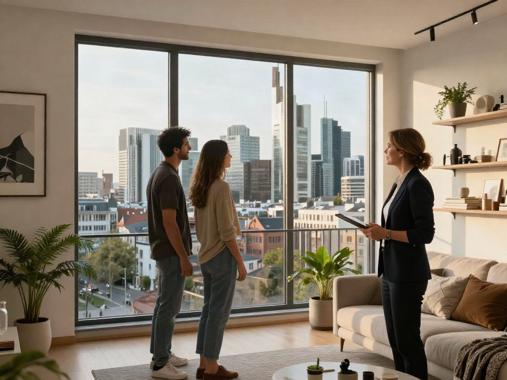 Bester Immobilienmakler Frankfurt präsentiert luxuriöse Wohnung mit Stadtblick