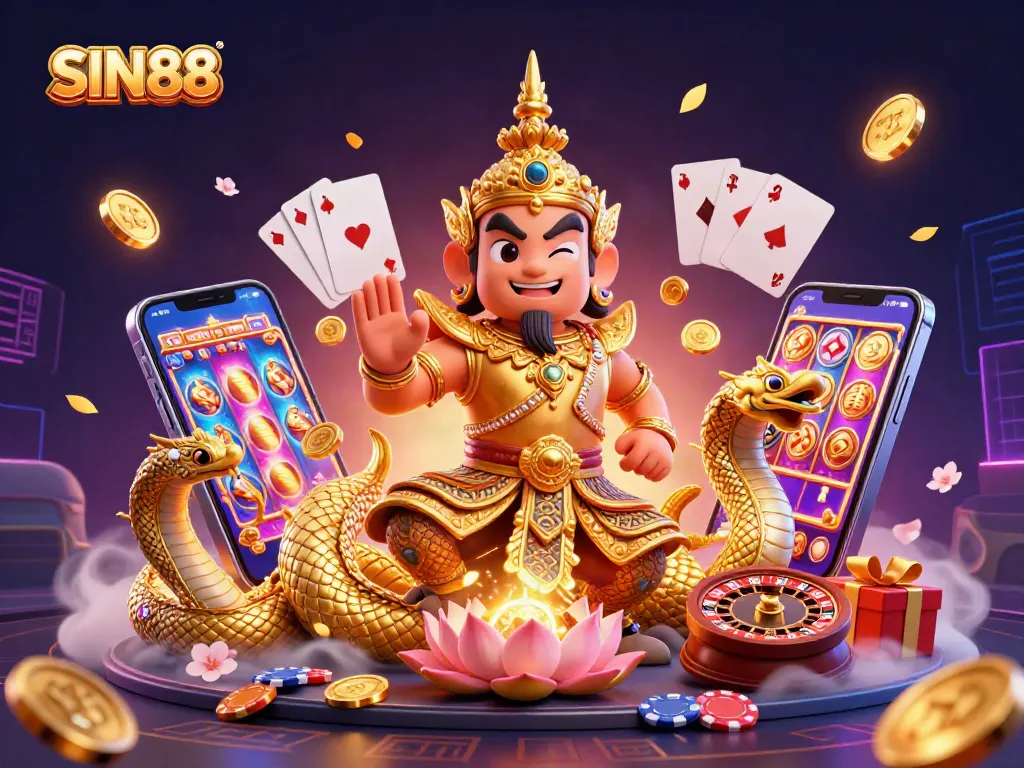 SIN88 engages players with an immersive, colorful slot gaming experience featuring vibrant characters and mesmerizing visuals.