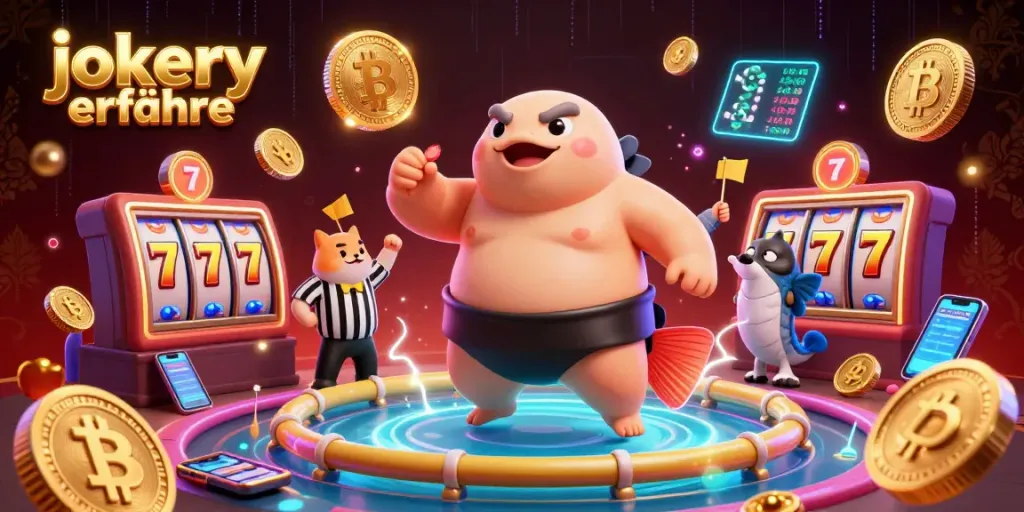 Engage with jokery erfahrungen in this vibrant casino-themed 3D illustration showcasing dynamic gaming elements and characters.