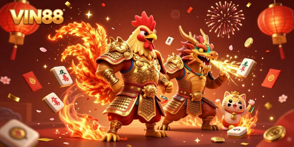 Experience VIN88's thrilling online entertainment with vibrant characters in a celebratory gambling scene.