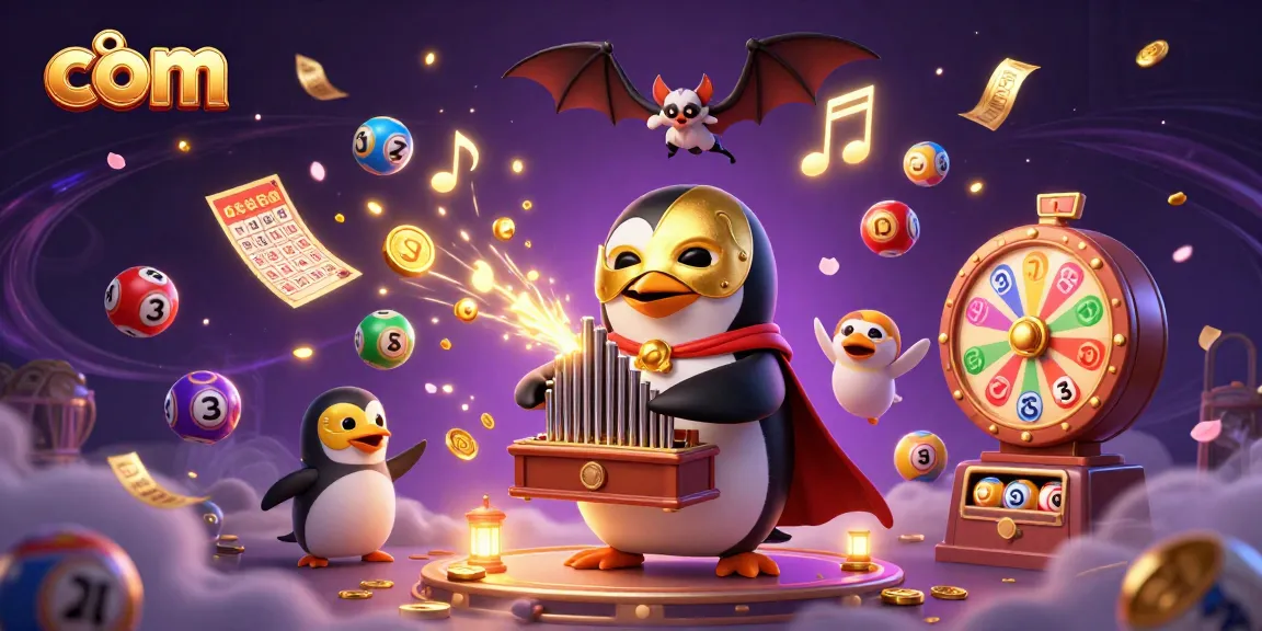Engage in the thrilling world of com with a lively casino scene featuring a unique penguin.