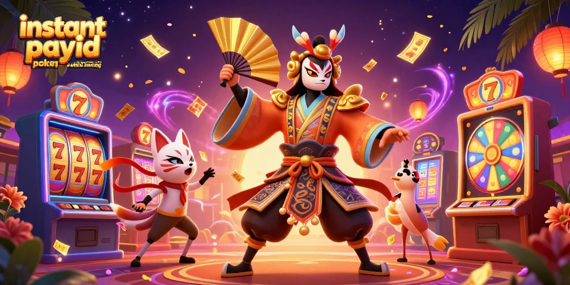 Experience instant payid pokies australia real money in a vibrant casino scene filled with dynamic slot reels and characters.
