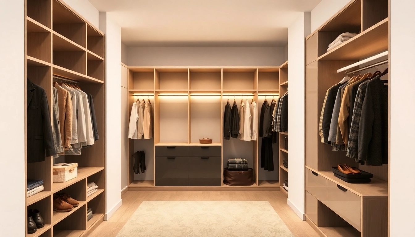 Rutschfeste kleiderbügel bieten eine sichere Aufbewahrung für empfindliche Kleidung in einem eleganten Kleiderzimmer.