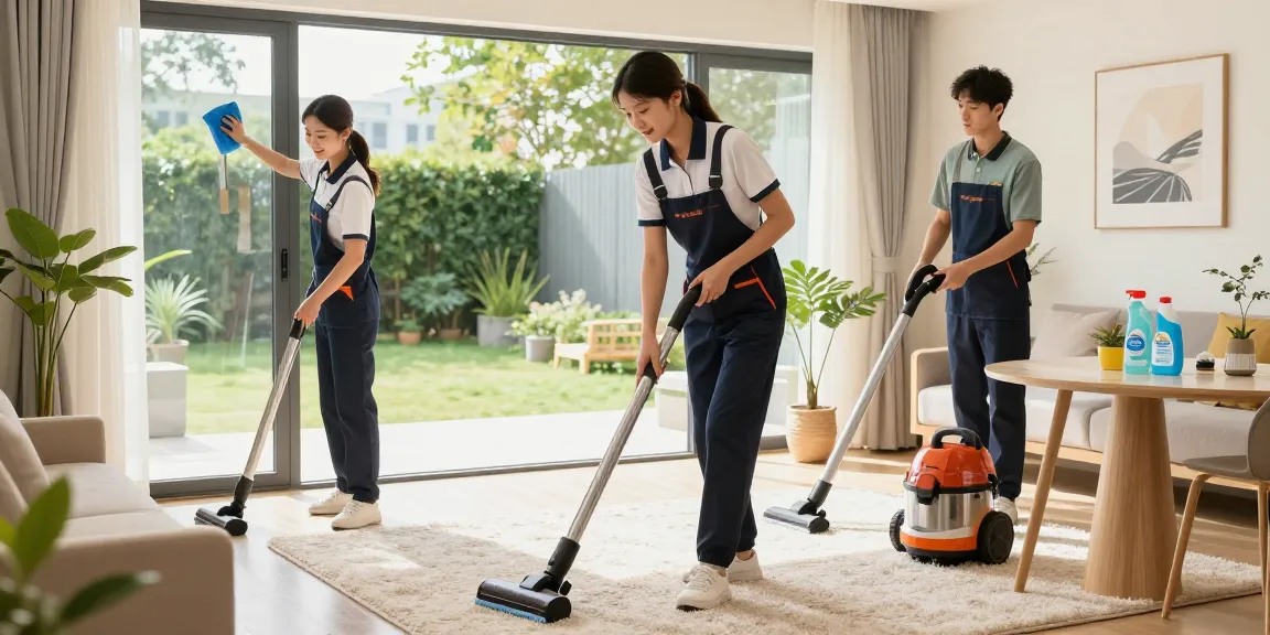 Professional cleaning service in action, showcasing reinigung offerte for residential spaces with attentive cleaning staff.