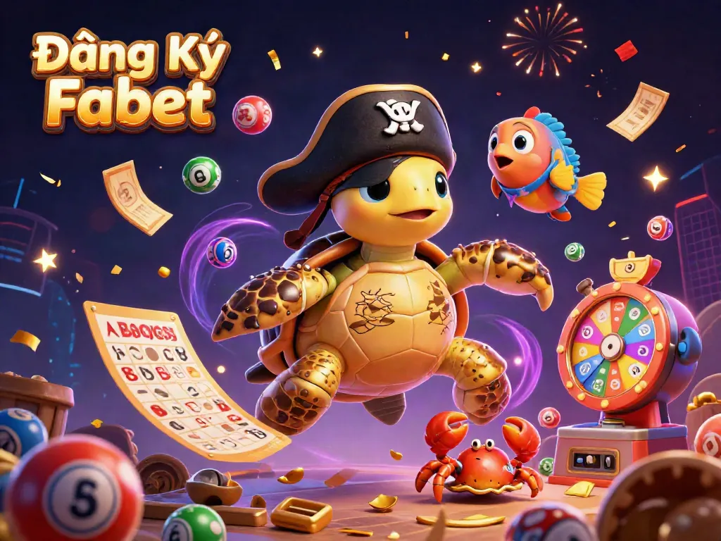 Engage with Đăng Ký Fabet through a vibrant casino scene featuring lively characters and dynamic game elements.