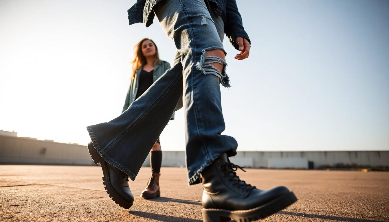 Stilvolles grunge fashion Outfits mit flanellhemden und ripped Jeans in urbaner Umgebung