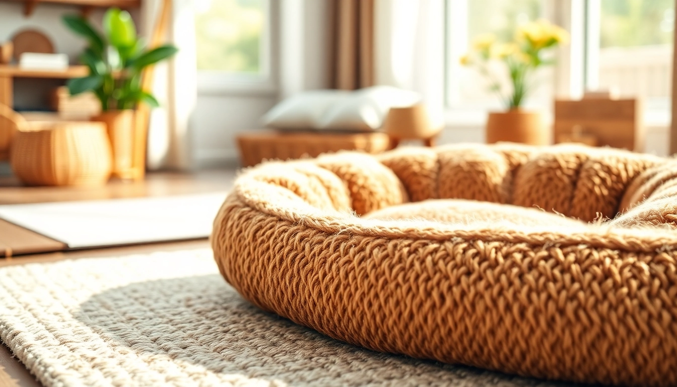 Hanfmatte showing natural texture in a cozy pet space enhancing comfort for small animals.