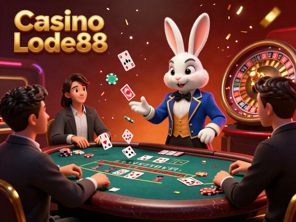 Experience the thrilling action at Casino Lode88 with a 3D rabbit dealer and exciting baccarat gameplay.