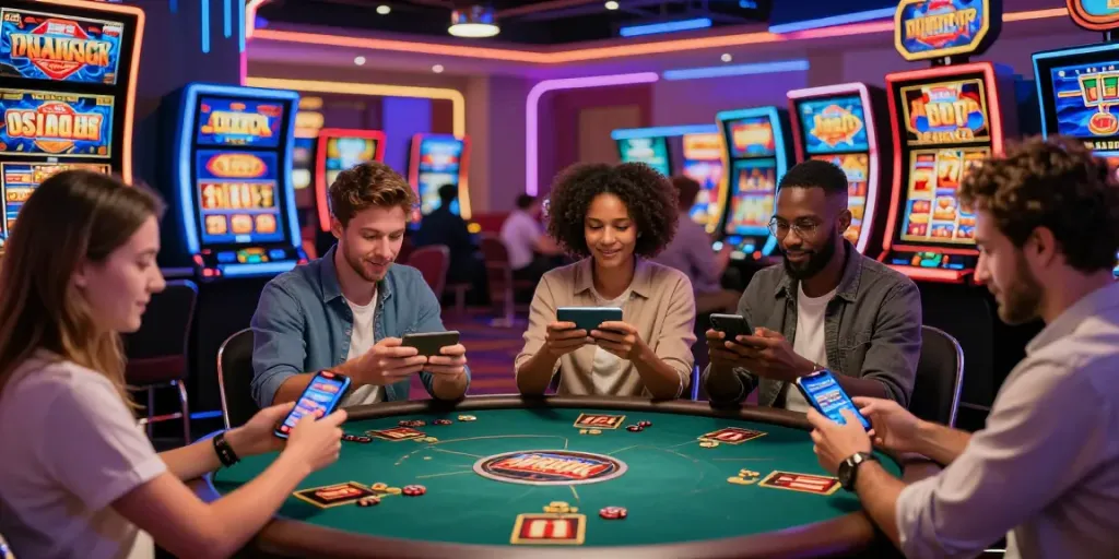 Erkunden Sie die besten neuen mobilen Casinos 2026 mit Spielern, die aufregende Spiele auf ihren Smartphones genießen.