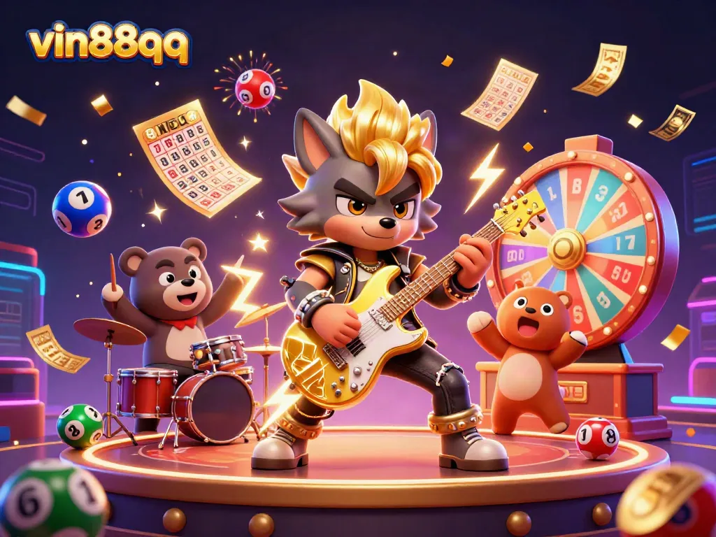 Engage with vibrant games at vin88qq amidst colorful elements and electric atmosphere.