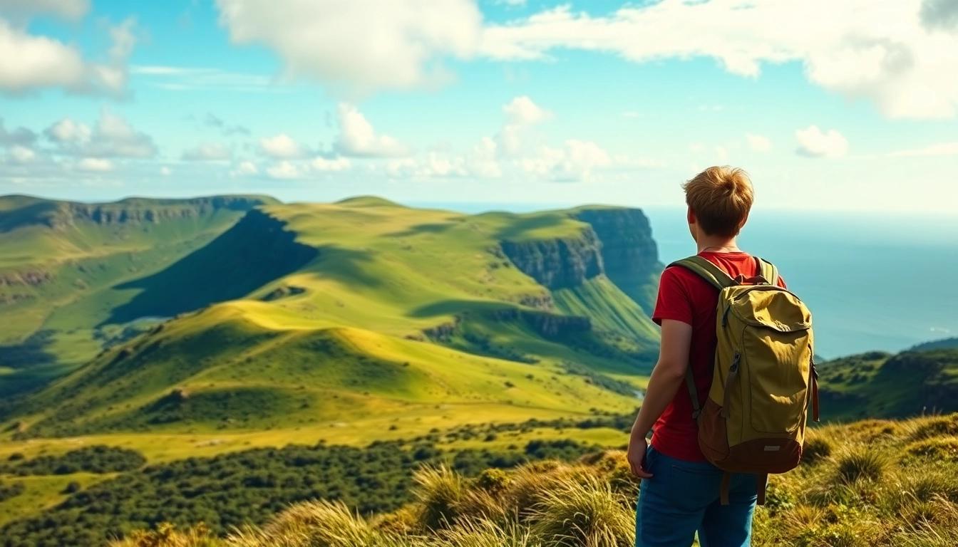 Hiker on a stunning Irish landscape enjoying Wandern Irland Urlaub in nature.
