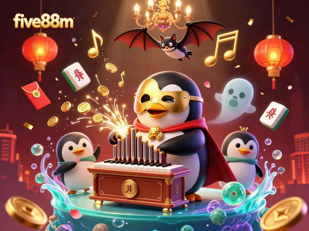 Experience thrilling gameplay with five88m, showcasing an exciting casino scene filled with animated characters and dazzling effects.