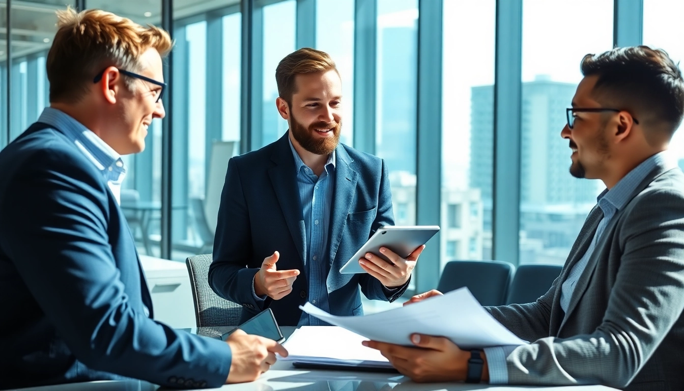 Headhunter Ingenieure präsentieren ihre Rekrutierungsstrategie in einem modernen Büro.