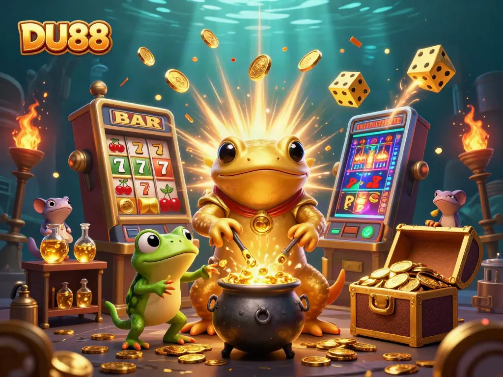 Experience winning moments at DU88 with a vibrant casino scene featuring golden riches.