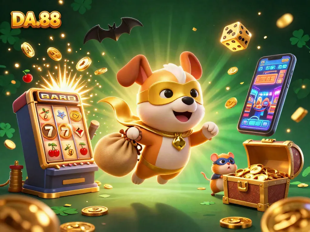 Engage with DA.88 as a heroic dog and hamster discover casino riches amidst vibrant games and jackpots