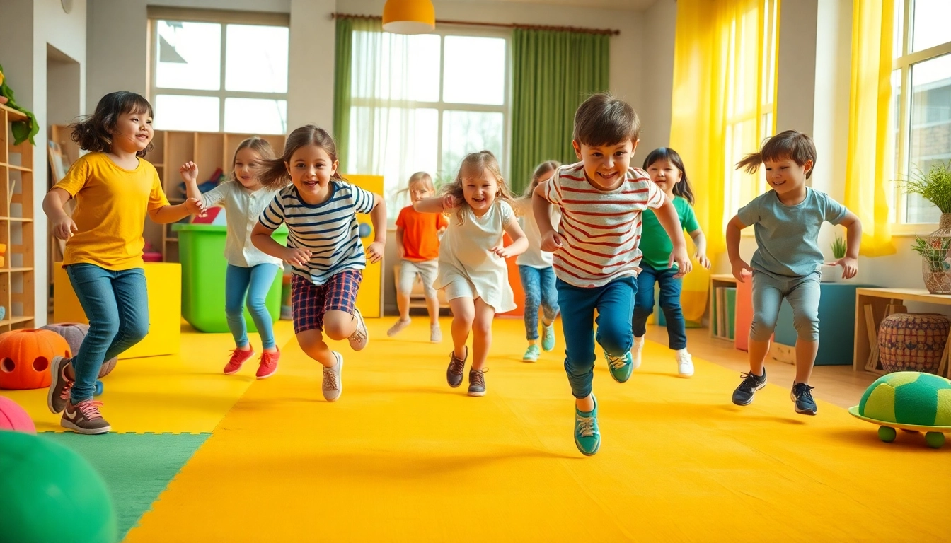Aktive Kinder spielen Bewegungsspiele; hier klicken und informieren ueber kreative Ideen!