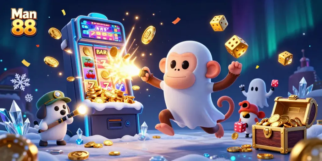 Experience thrilling gameplay at Man 88 with a vibrant display of slots and casino excitement.