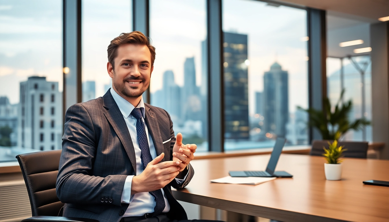 Headhunter berät Klienten über die Suche nach Talenten in einem modernen Büro.