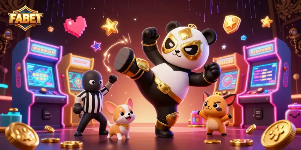 Engage with FABET's exciting world of gaming featuring high-energy characters and vibrant casino elements.