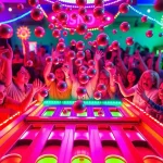 Experience the excitement of the plinko game as players eagerly drop colorful balls from a vibrant carnival board.