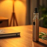 Entspanne mit einem stilvollen THC vape, das sanften Dampf erzeugt.