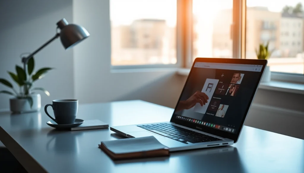Erleben Sie die Vorteile der Office 2024 Lizenz auf einem modernen Schreibtisch mit Laptop und Kaffeetasse.