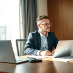 Headhunter Finance konzentriert sich auf die Auswahl von Talenten im Finanzsektor in einem modernen Büro.