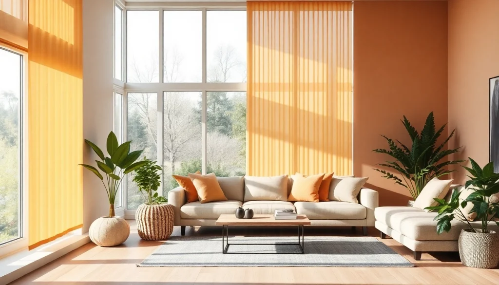 Elegantes Plissee nach Maß als Fensterdekoration in einem modernen Wohnzimmer