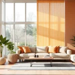 Elegantes Plissee nach Maß als Fensterdekoration in einem modernen Wohnzimmer