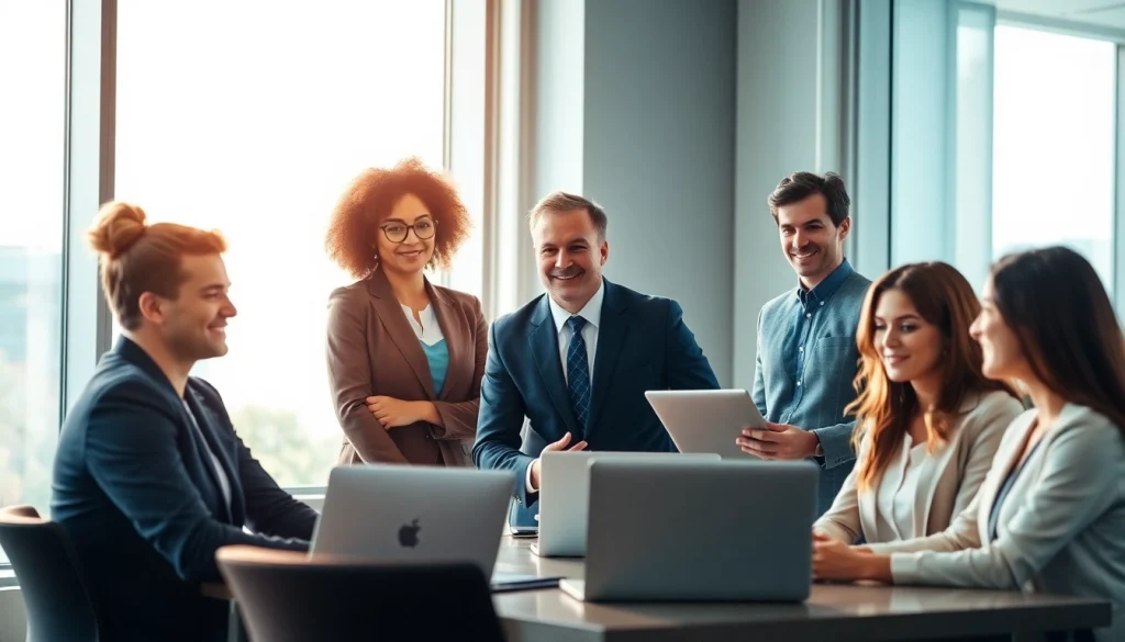 Headhunter Saarbrücken engages with candidates in a modern office, showcasing recruitment efforts.