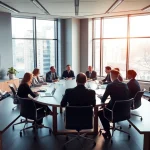 Professioneller Headhunter München bei einer strategischen Besprechung in einem modernen Büro.