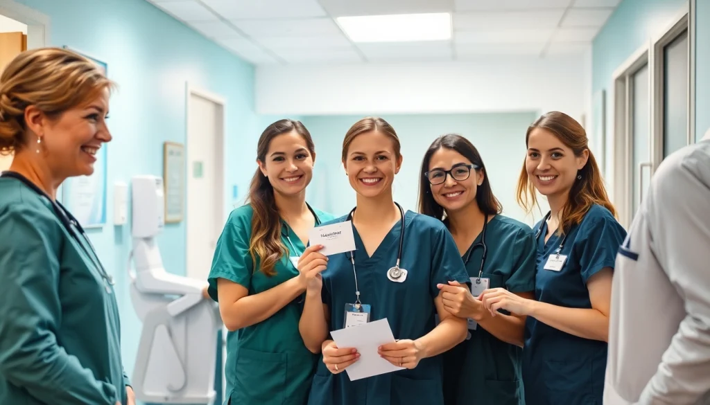 Interaktive Szene mit Pflegekräften zeigt engagierte Headhunter Pflegekräfte bei der Patientenbetreuung.