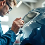 Smart Repair München Preis: Fachkraft repariert Lackschaden in moderner Werkstatt.