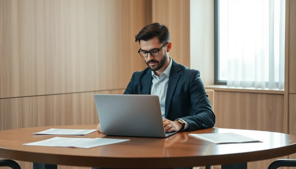 Der Headhunter CEO arbeitet konzentriert in einem stilvollen Büro und analysiert Bewerbungsunterlagen.