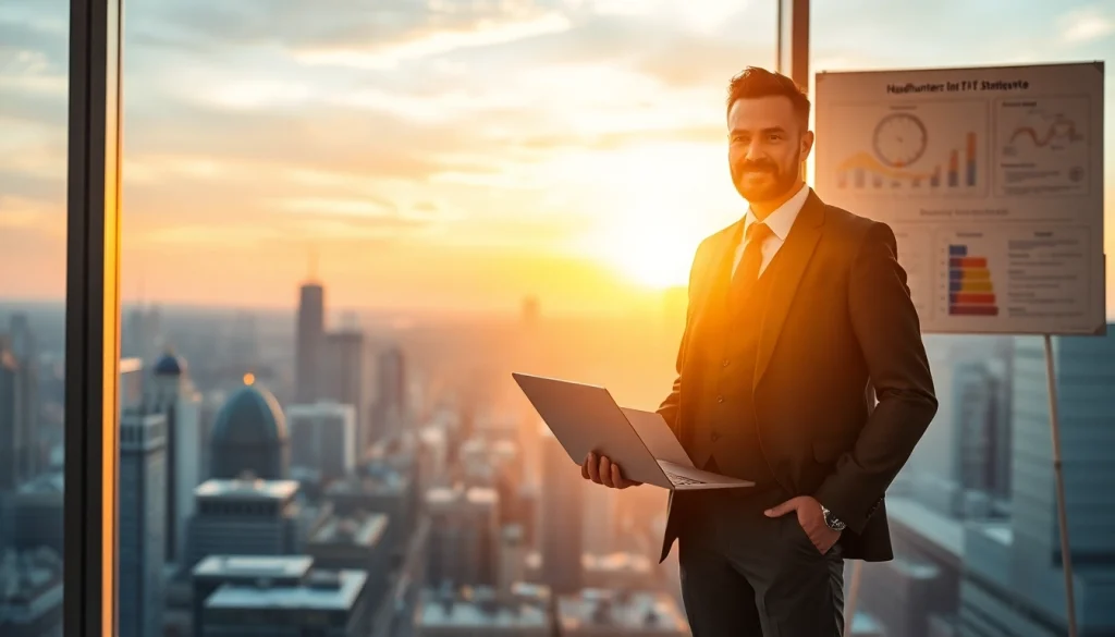 Headhunter IT diskutiert Strategien in einem modernen Büro.