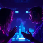 Engaging porn ai chat with holographic characters in an intimate virtual setting.