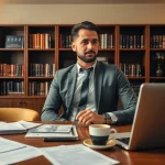 Headhunter Gastronomie berät konzentriert über Bewerbungsunterlagen in modernem Büro.