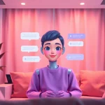 Engaging AI character inside a cozy chat room showcasing free sex ai interactions.