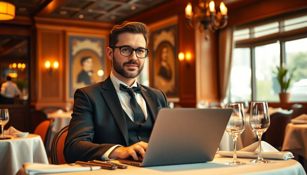 Headhunter Gastronomie in elegantem Restaurant während der Arbeit.