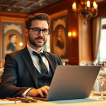 Headhunter Gastronomie in elegantem Restaurant während der Arbeit.