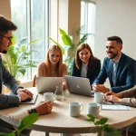 Bei der Personalbesetzung unterstützt ein Team in einem modernen Büro.