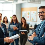 Headhunter IT interviewing diverse candidates in a bright office environment.